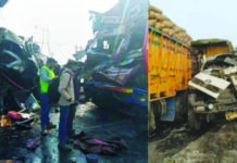 एनएच-49 पर ट्रेलर और ट्रक की टक्कर में एक की मौत