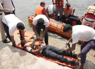 बाढ़ और क्लोरीन गैस रिसाव पर कोरबा में किया गया आपदा प्रबंधन मॉक ड्रिल